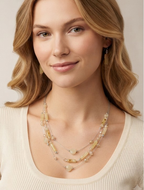 Fashion Rectangular Beads Necklace and Earrings Set Fashion Rectangular Beads Necklace and Earrings Set
